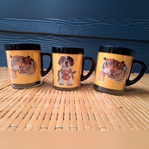 Lot of 3 Vintage Thermo Serv Insulated Plastic Coffee Mugs